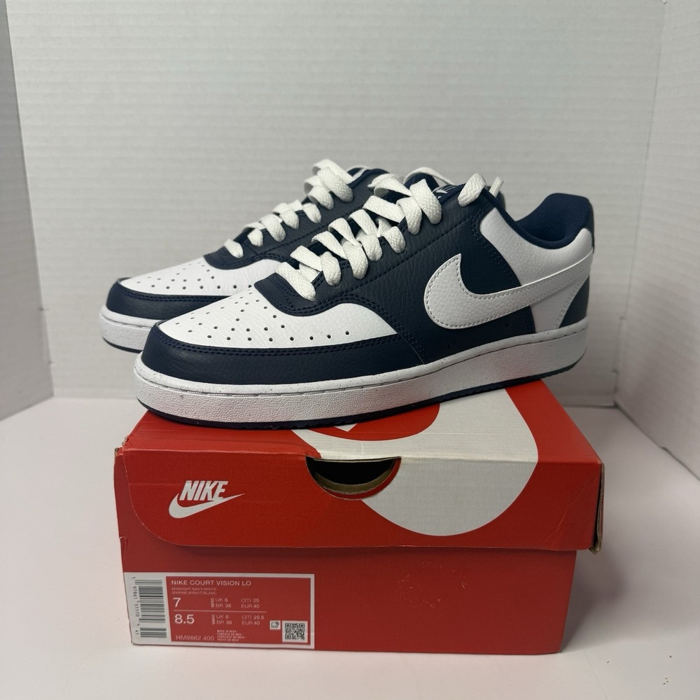 Nike Court Vision Low HM9862-400 Midnight Navy White Men’s 7 Women’s 8.5 NEW